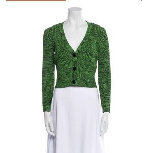 Ganni Green Button-Up Cardigan